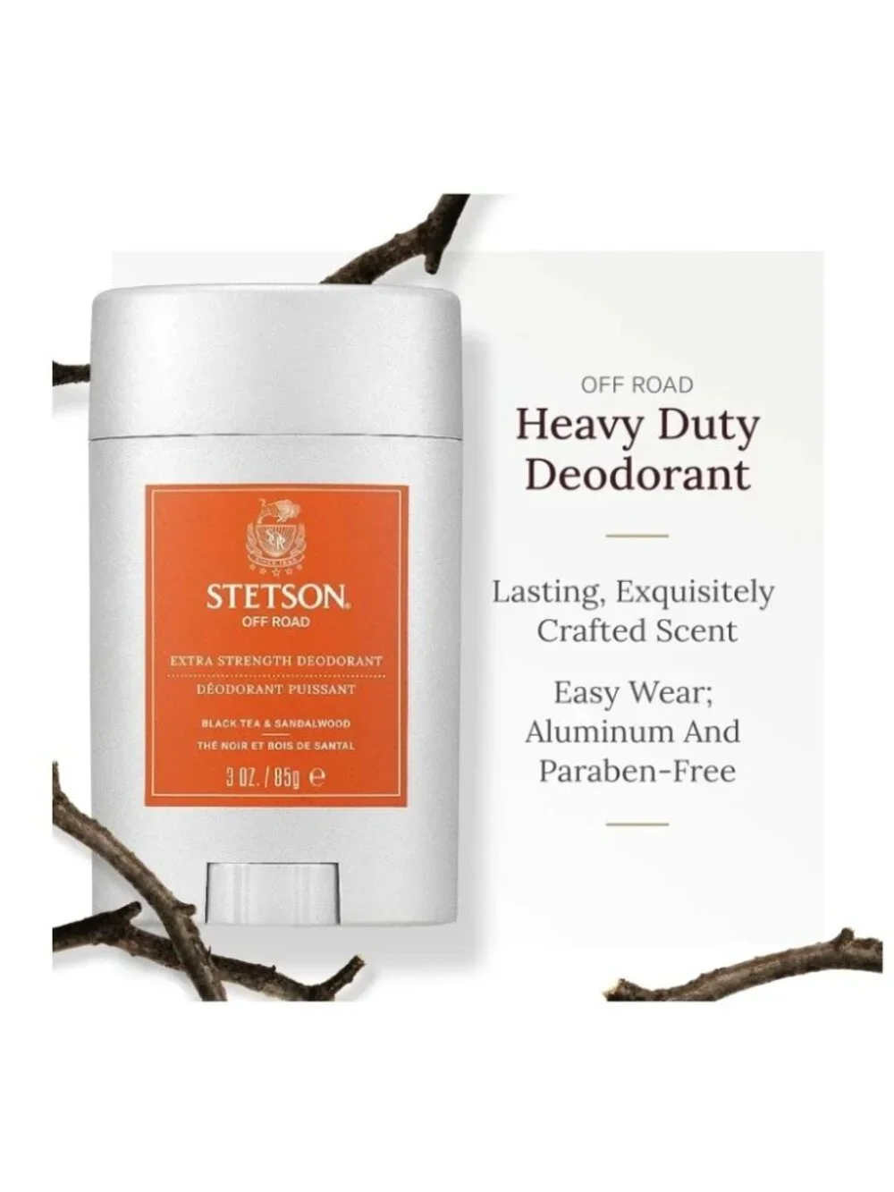 3 Pack 3 Oz Stetson Extra Strength Gel Deodorant Stick for Men Off-Road Mens NEW